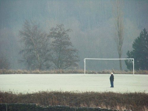 frosty football pitch