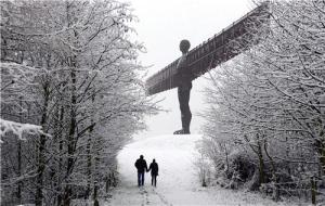 angel of the north in snow