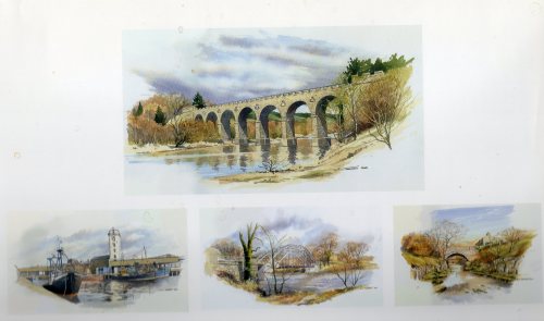 bridges on the Tyne painted in watercolour by Ron Thornton.jpg