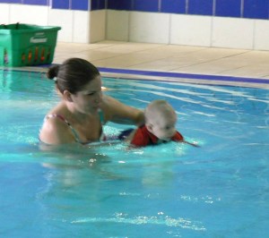 Stanley learning to swim