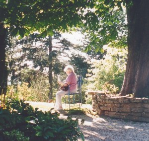 My mum painting in Painswick Rococo Gardens