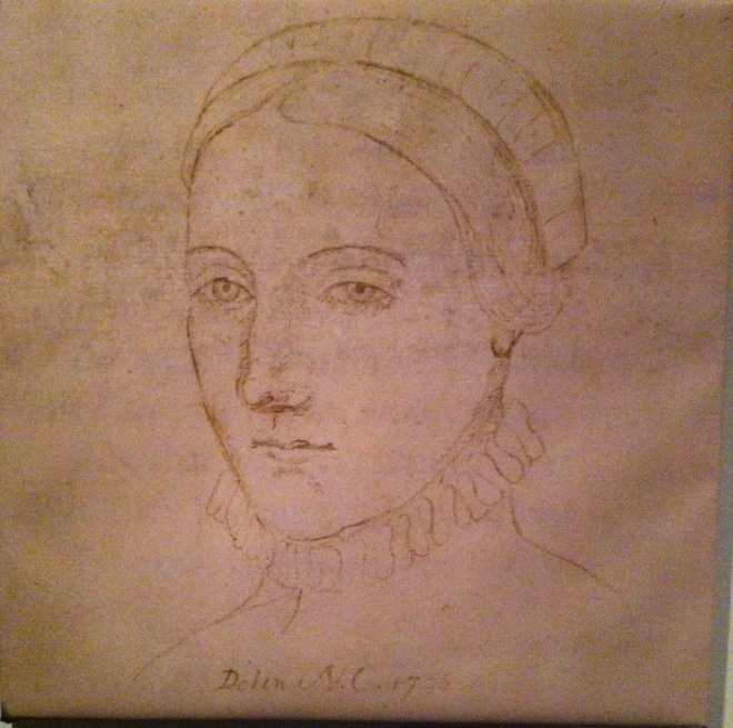 Sketch of Ann Hathaway from her lifetime.  The only one in existence
